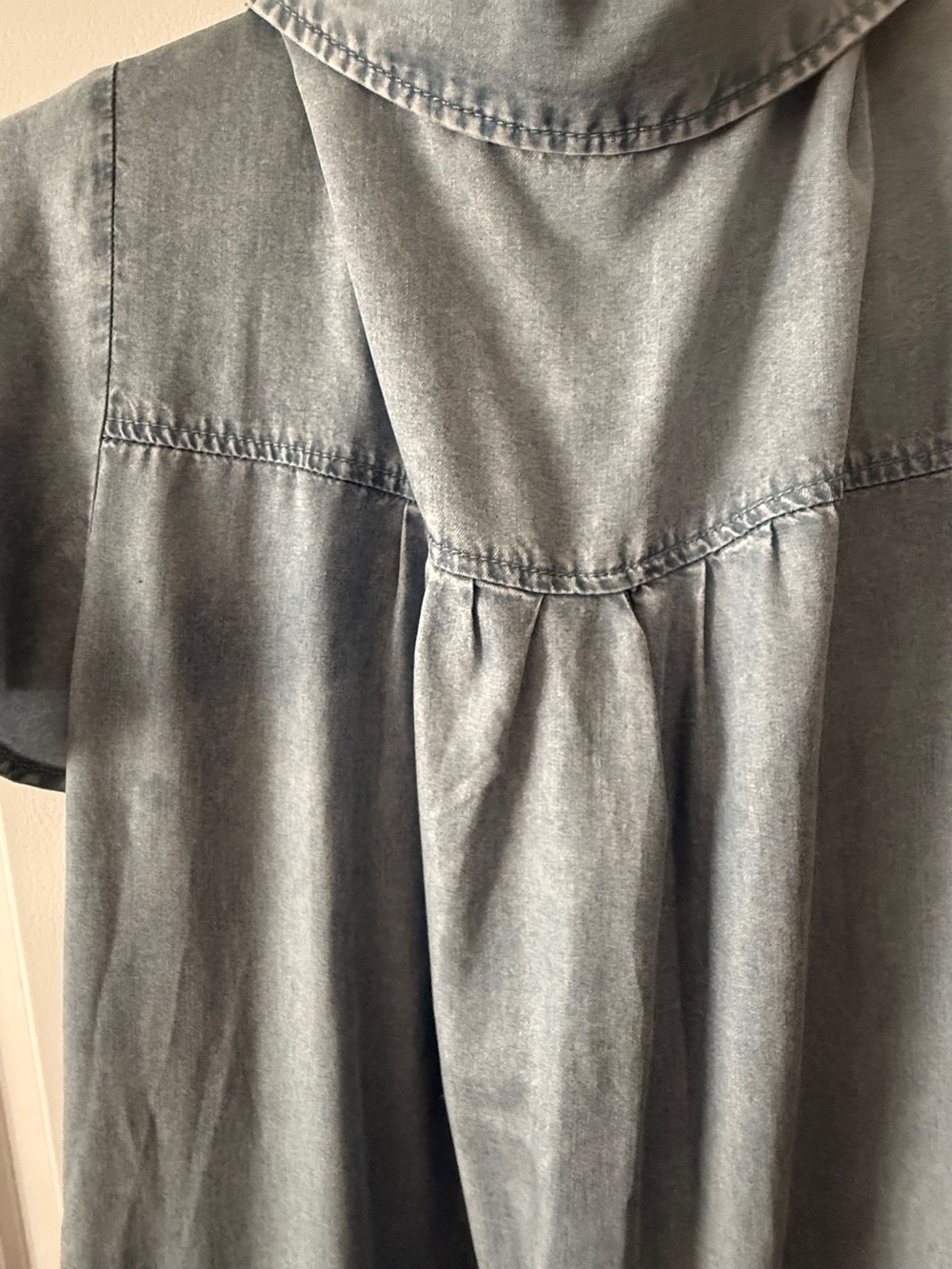 Light Wash Soft Denim Button-Down Dress - Picture 4 of 5